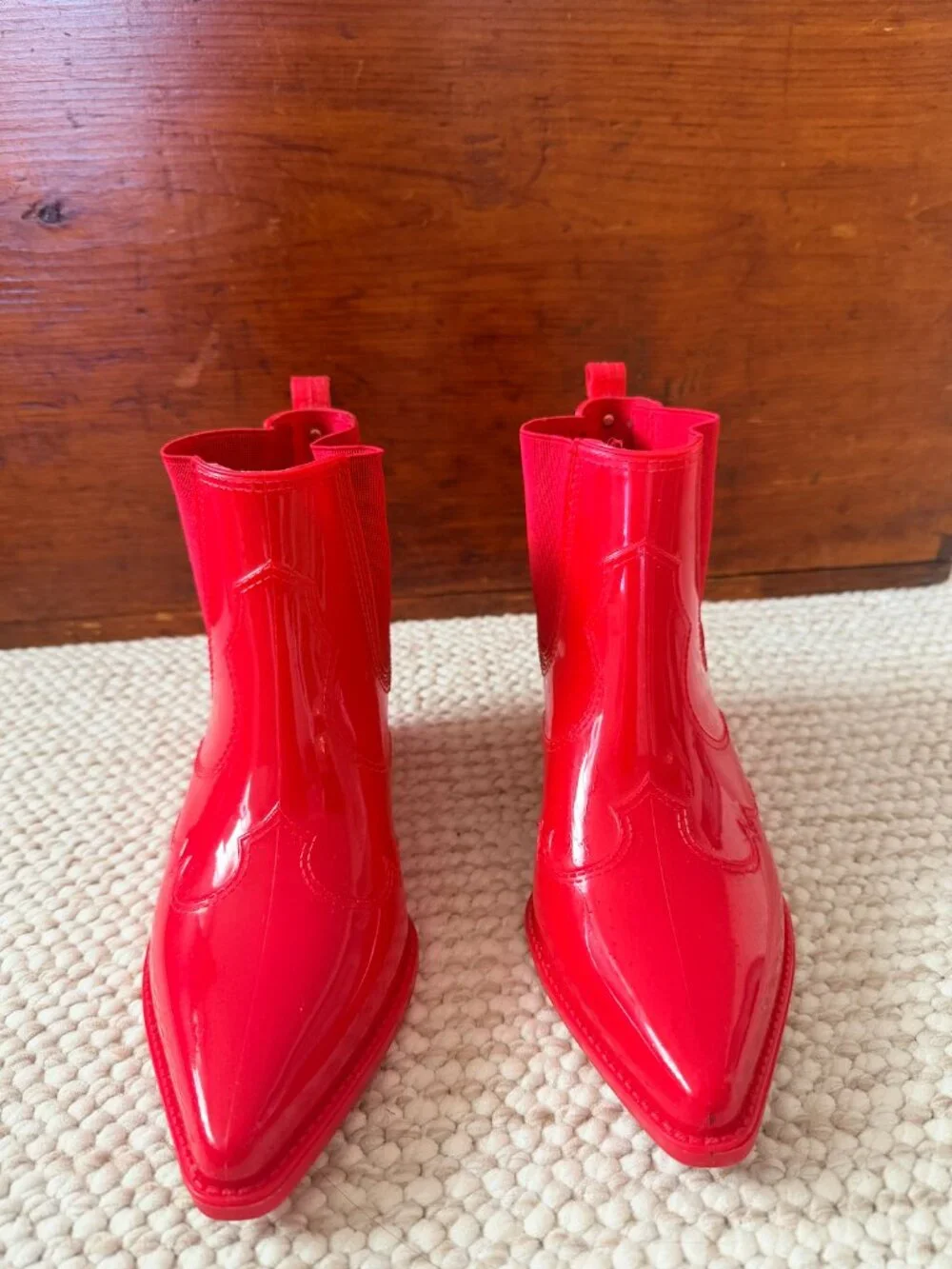 Sam Edelman Red Western/ Pointed Toe Waterproof ankle boots/ rain boots size 8